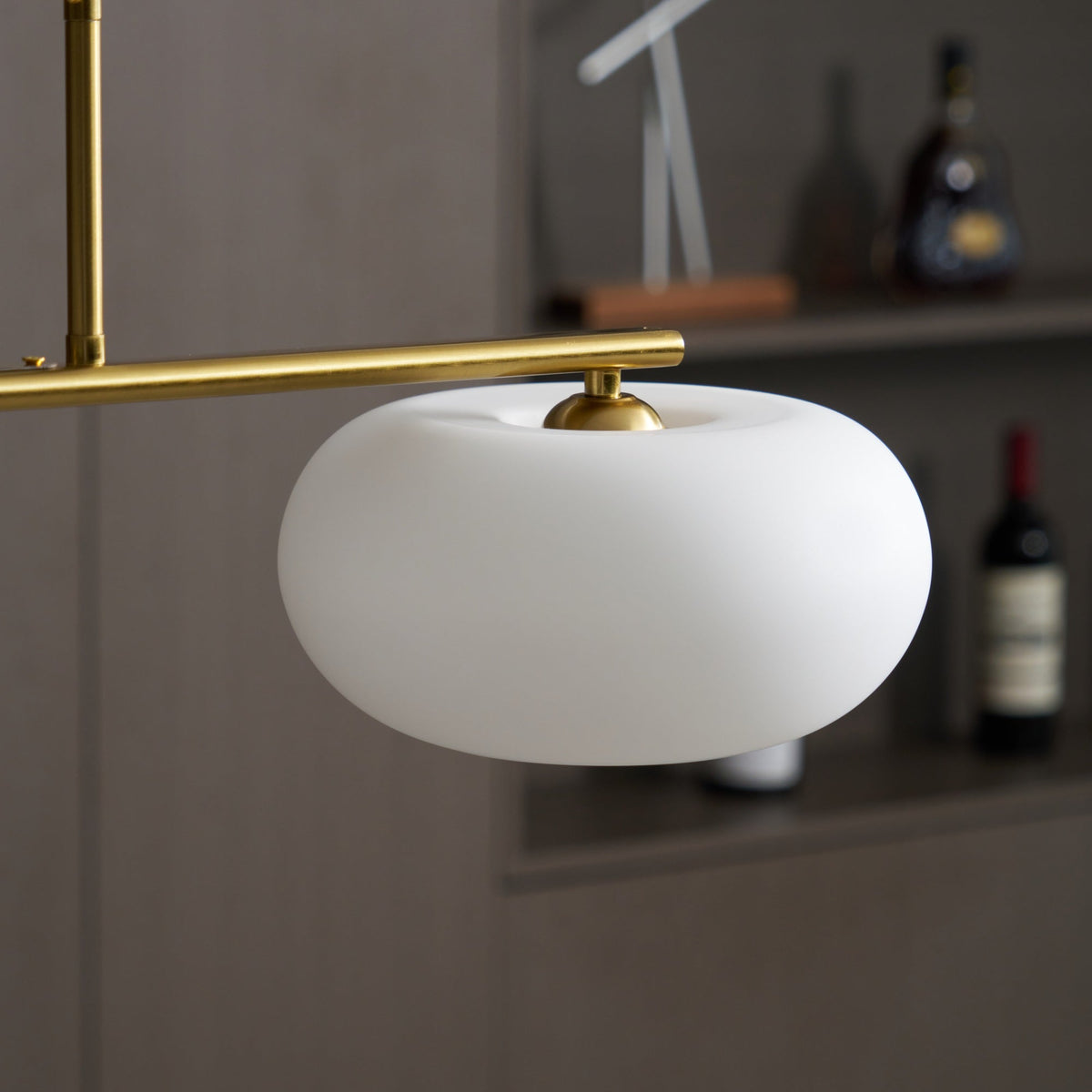 Trio Globe Pendant Three-Light Linear Bar with Adjustable Cables