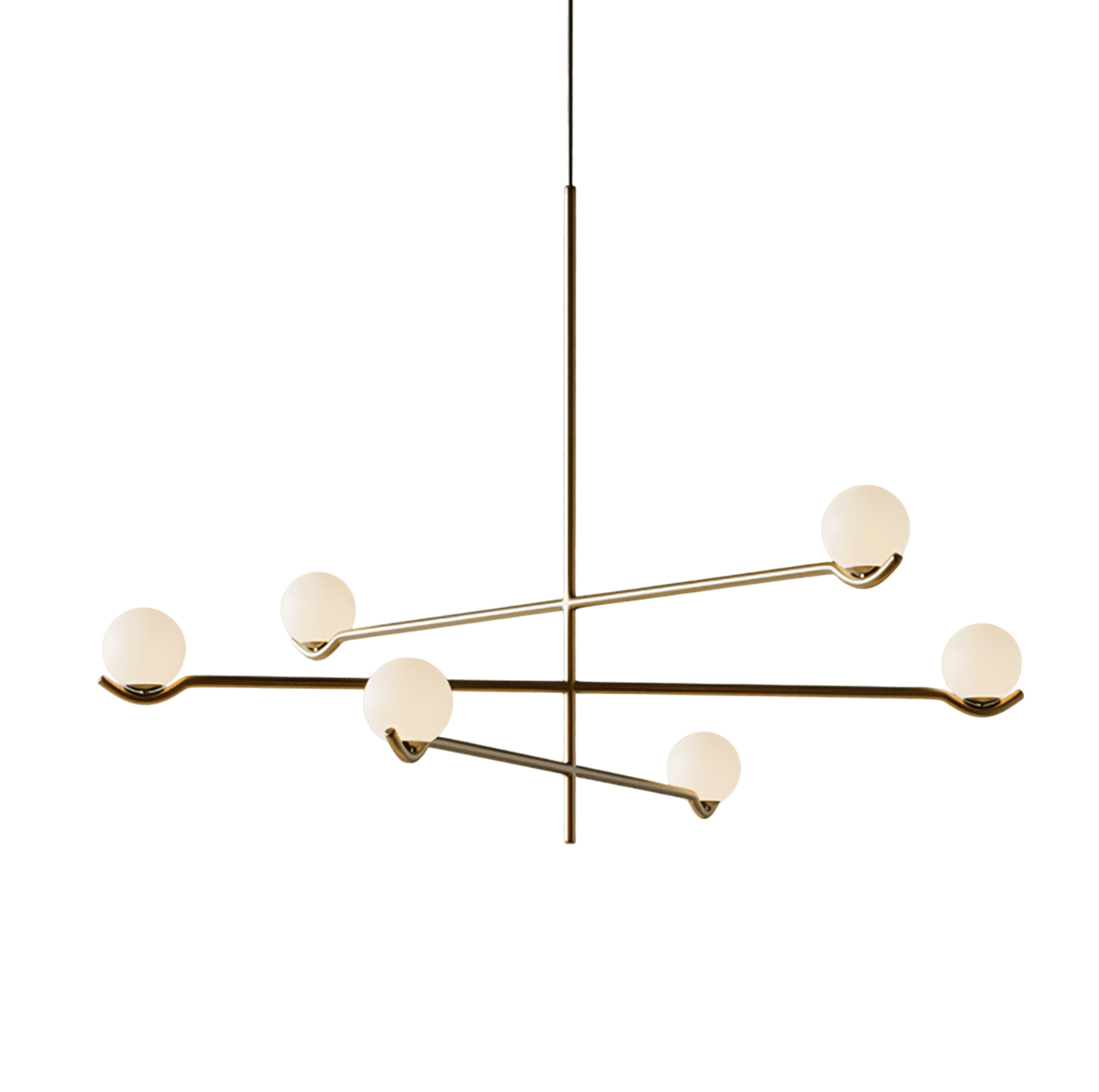 Halo Globe Pendant Light Branching Metal Frame with White Glass Globes