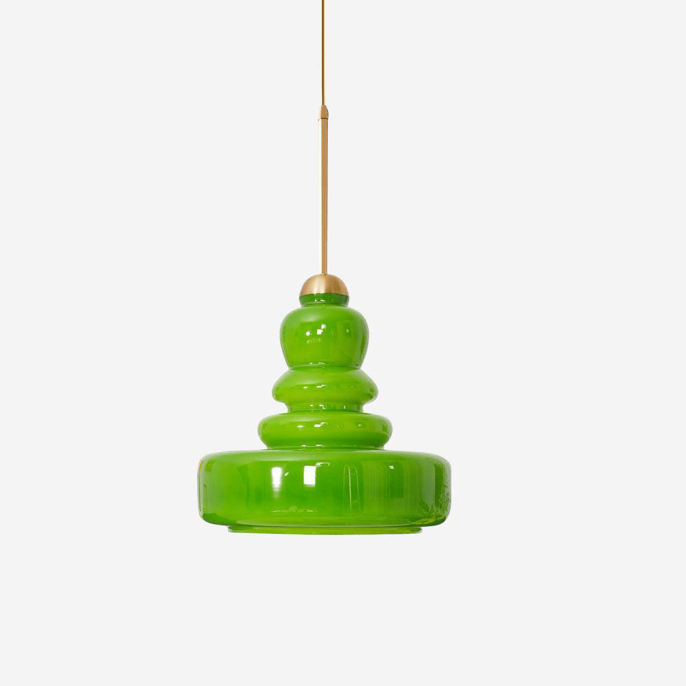 Sculpted Glass Pendant Layered Schoolhouse-Style Hanging Ceiling Light