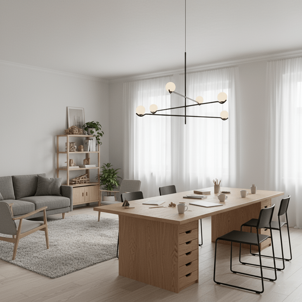 Halo Globe Pendant Light Branching Metal Frame with White Glass Globes