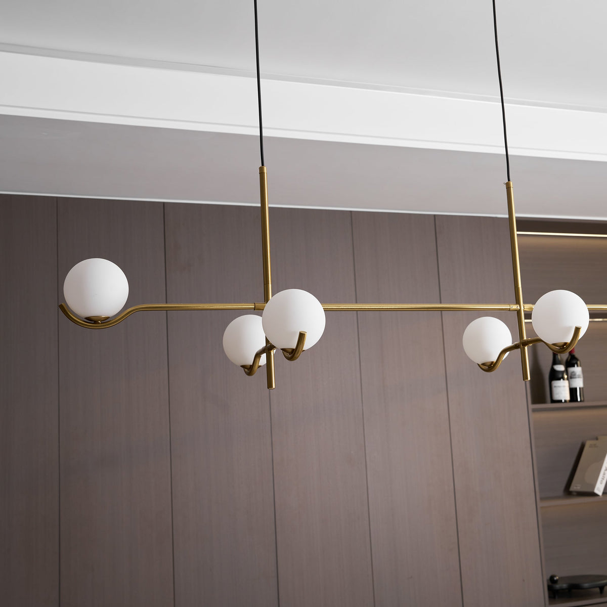 Halo Globe Pendant Light Branching Metal Frame with White Glass Globes