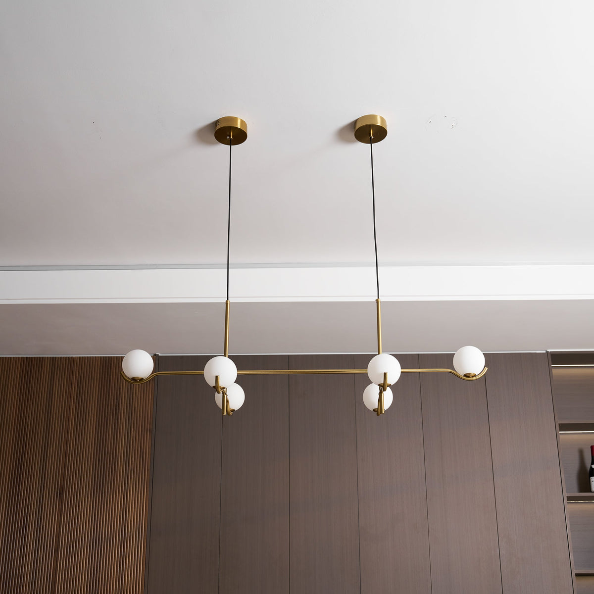 Halo Globe Pendant Light Branching Metal Frame with White Glass Globes