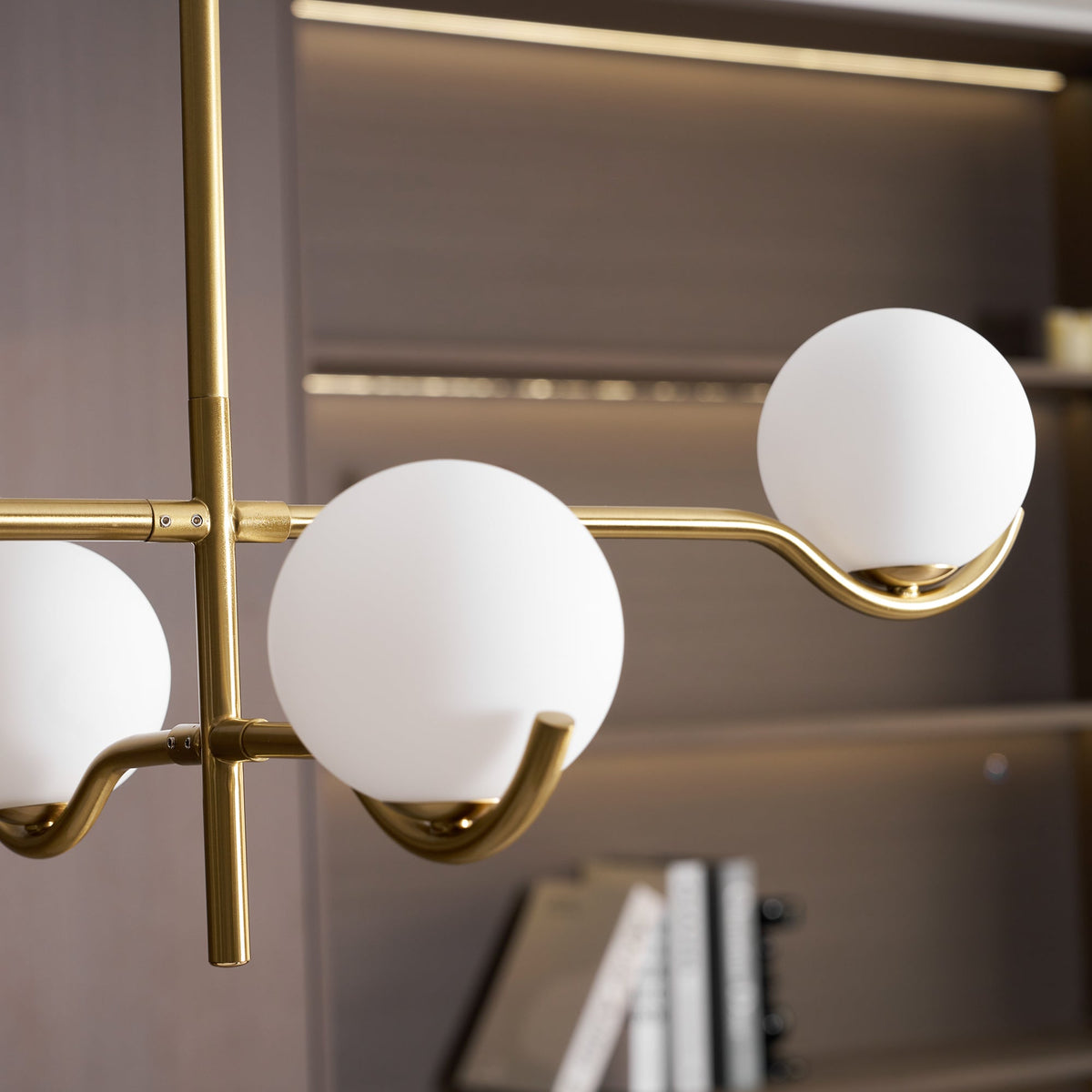 Halo Globe Pendant Light Branching Metal Frame with White Glass Globes