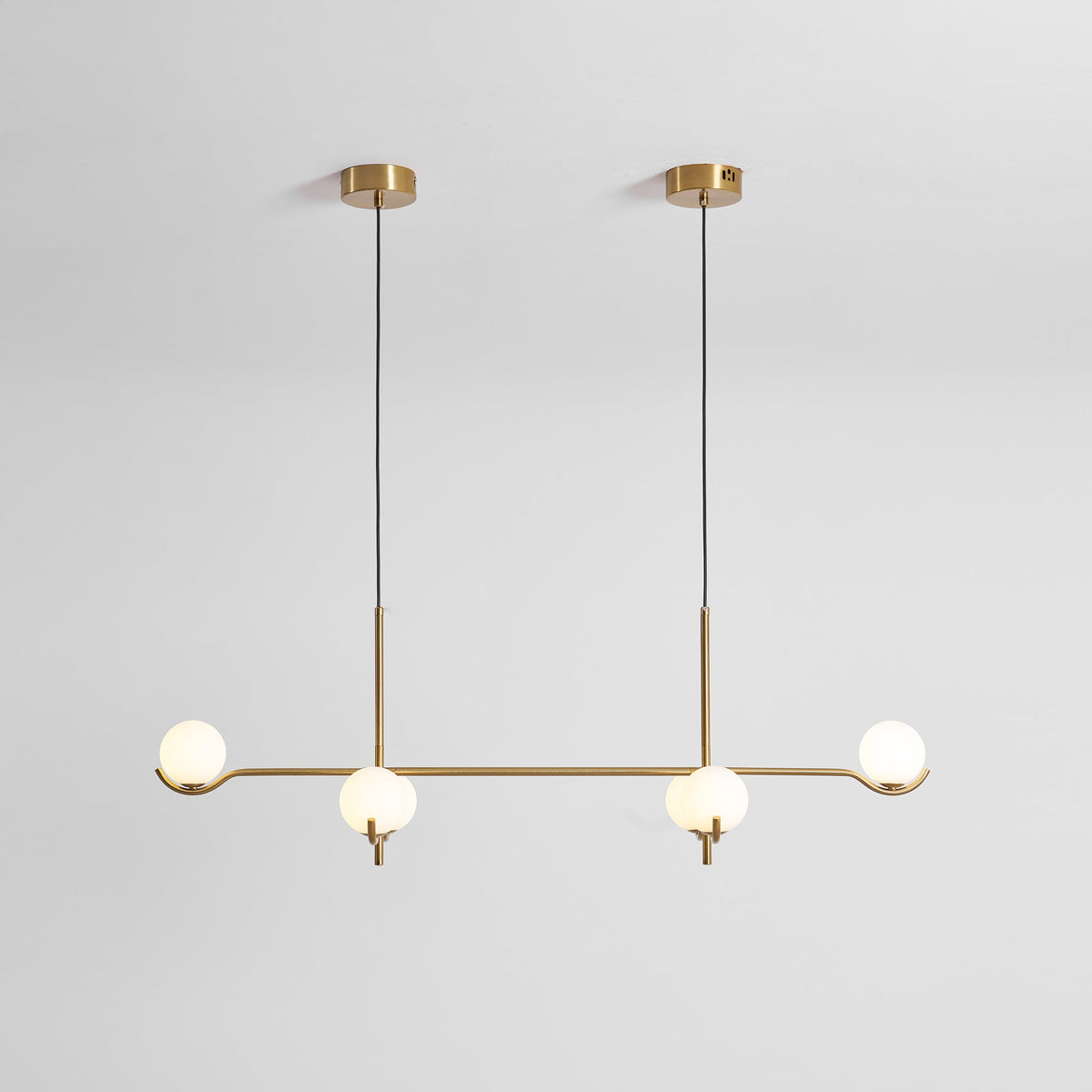 Halo Globe Pendant Light Branching Metal Frame with White Glass Globes
