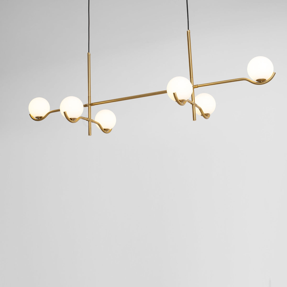 Halo Globe Pendant Light Branching Metal Frame with White Glass Globes
