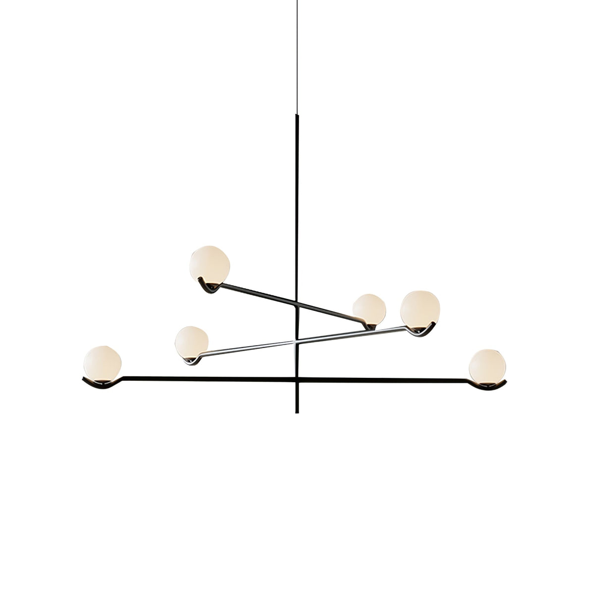 Halo Globe Pendant Light Branching Metal Frame with White Glass Globes
