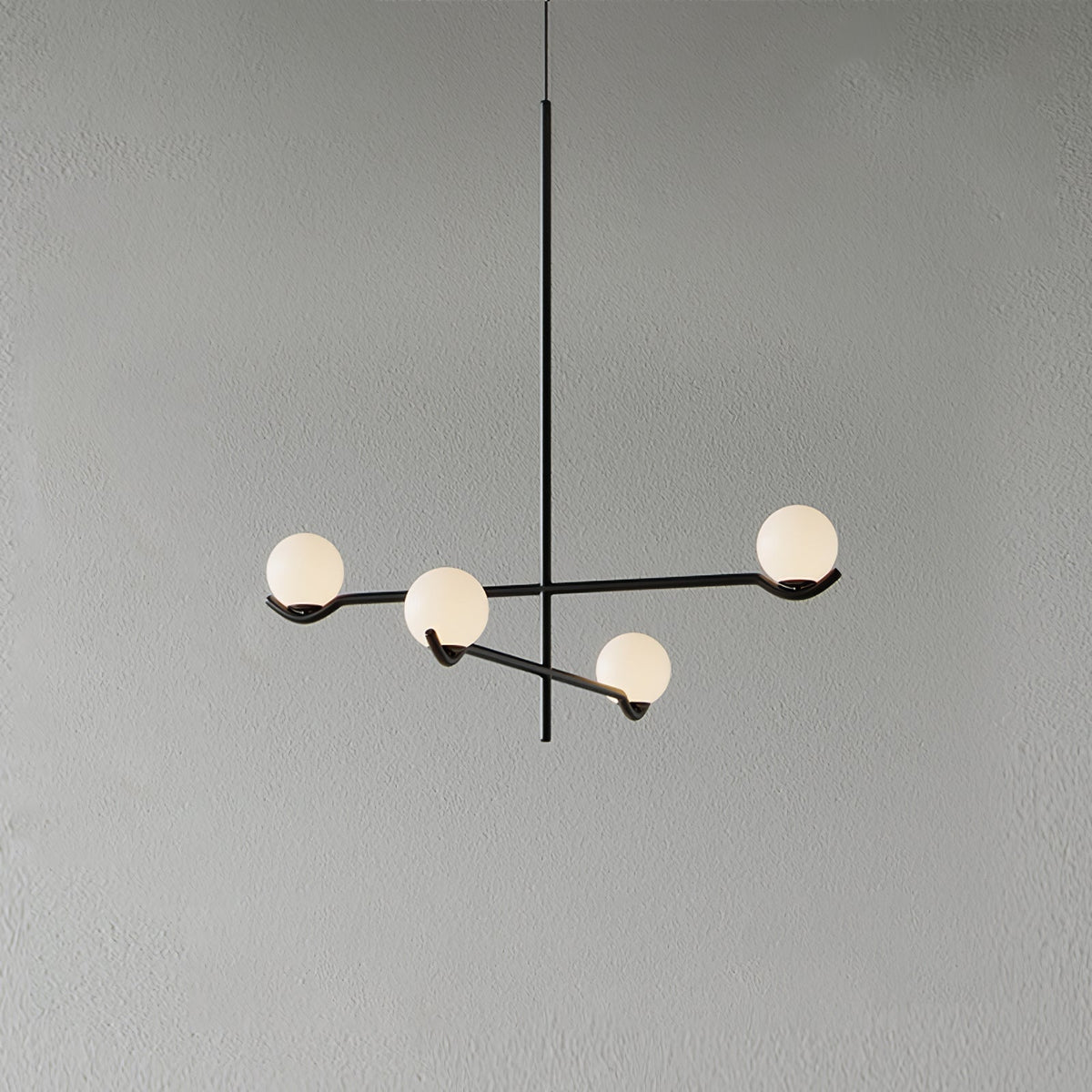 Halo Globe Pendant Light Branching Metal Frame with White Glass Globes