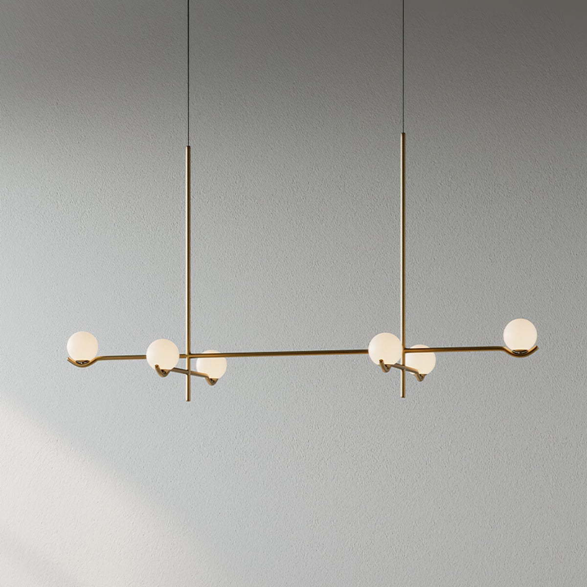 Halo Globe Pendant Light Branching Metal Frame with White Glass Globes