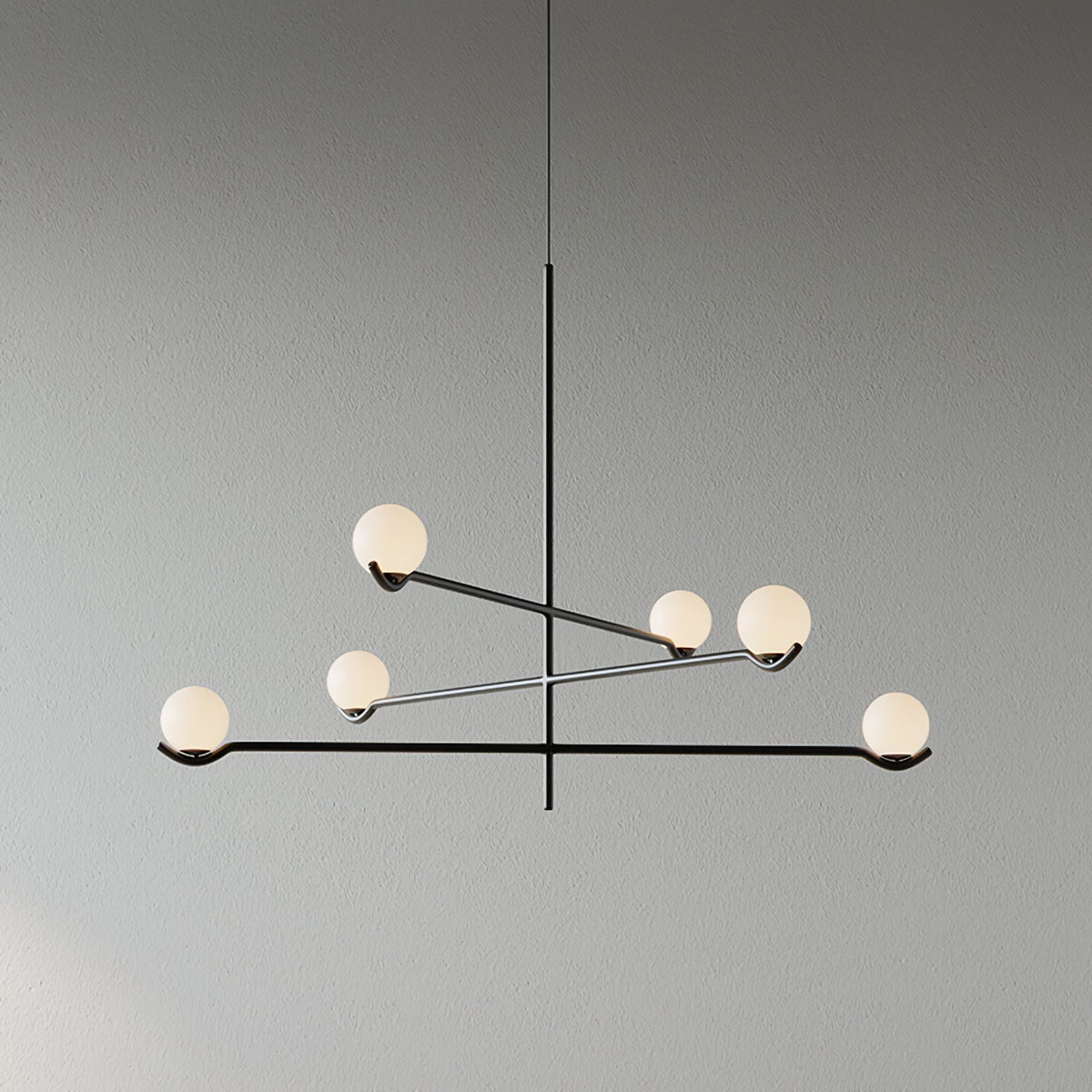 Halo Globe Pendant Light Branching Metal Frame with White Glass Globes