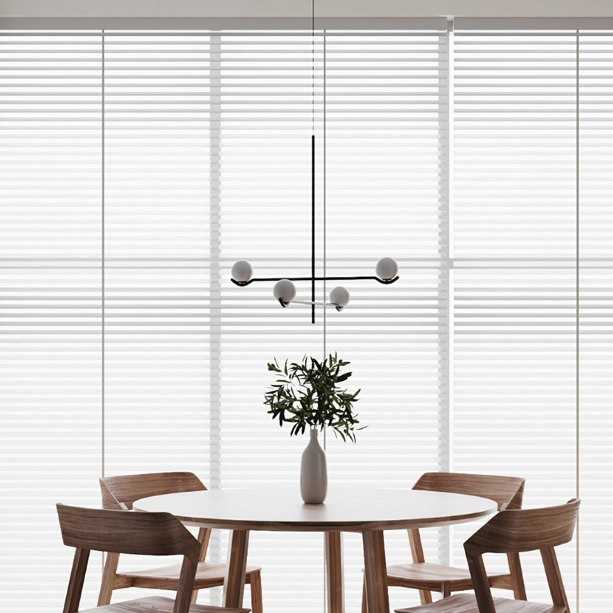Halo Globe Pendant Light Branching Metal Frame with White Glass Globes