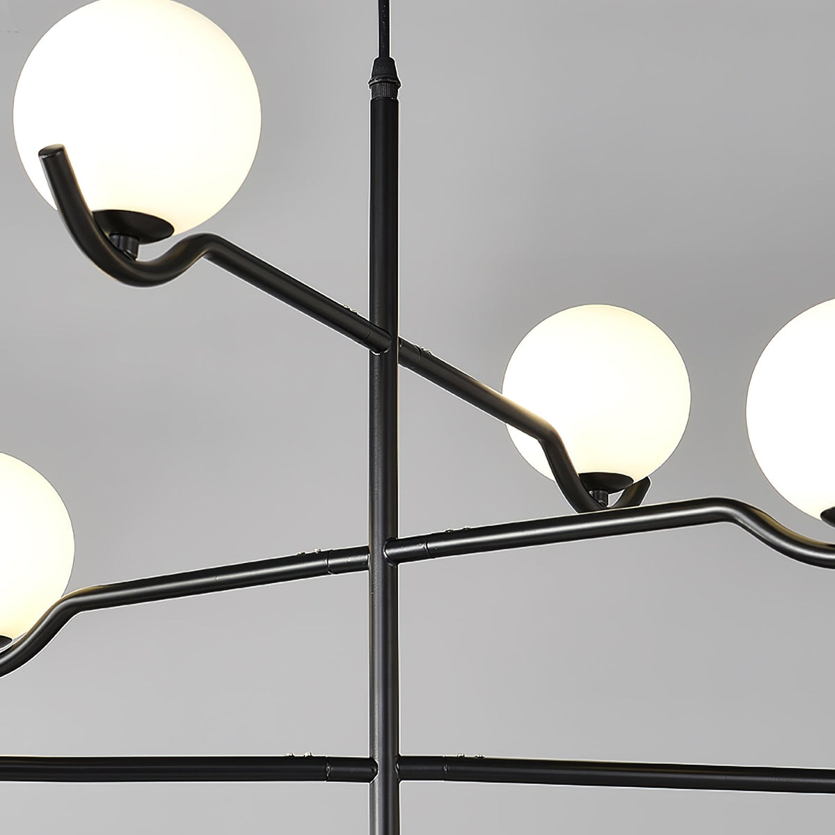 Halo Globe Pendant Light Branching Metal Frame with White Glass Globes
