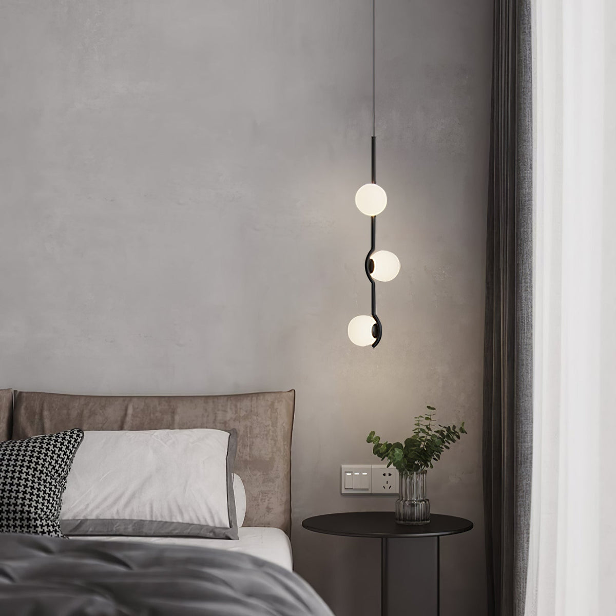 Halo Globe Pendant Light Branching Metal Frame with White Glass Globes