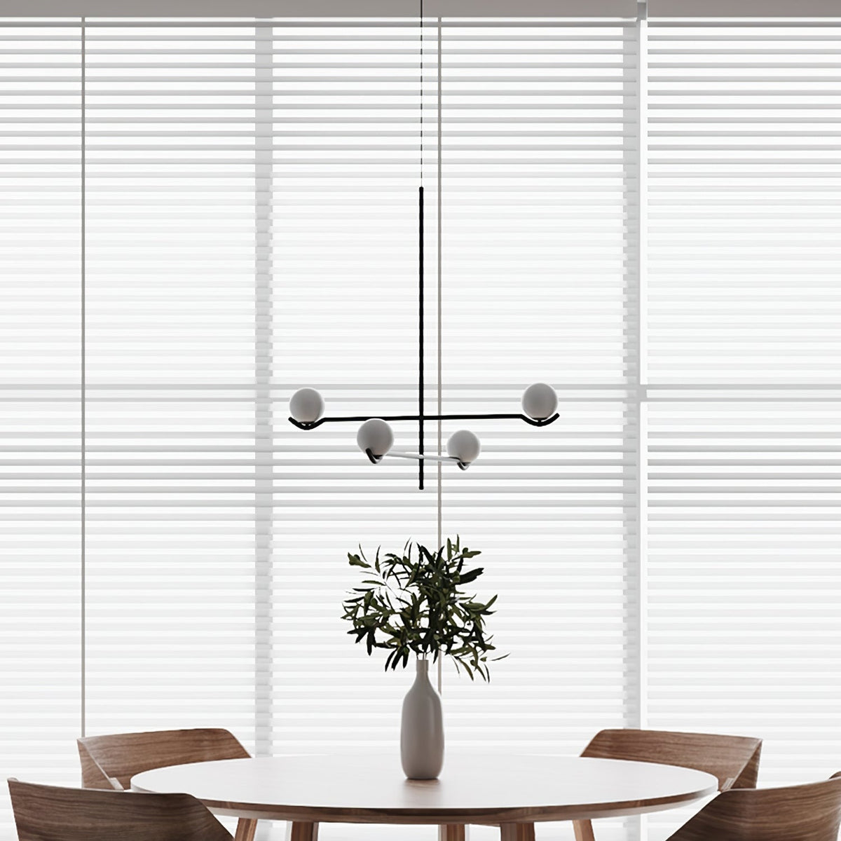 Halo Globe Pendant Light Branching Metal Frame with White Glass Globes