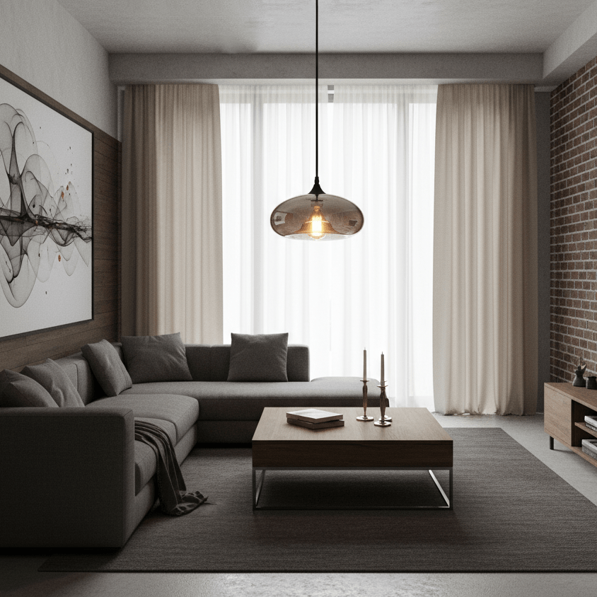 Smokey Glass Pendant Light Hand-Blown Ambient Ceiling Fixture
