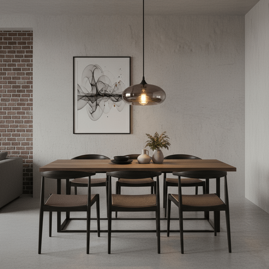 Smokey Glass Pendant Light Hand-Blown Ambient Ceiling Fixture