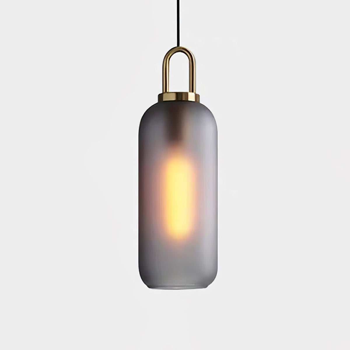 Copper Glass Pendant Elongated Cylinder Shade with Copper-Plated Hardware