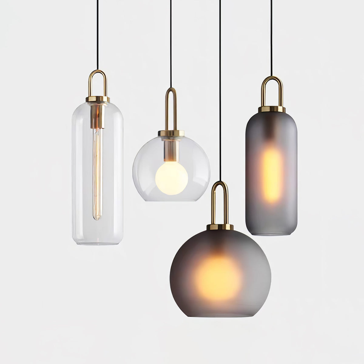Copper Glass Pendant Elongated Cylinder Shade with Copper-Plated Hardware