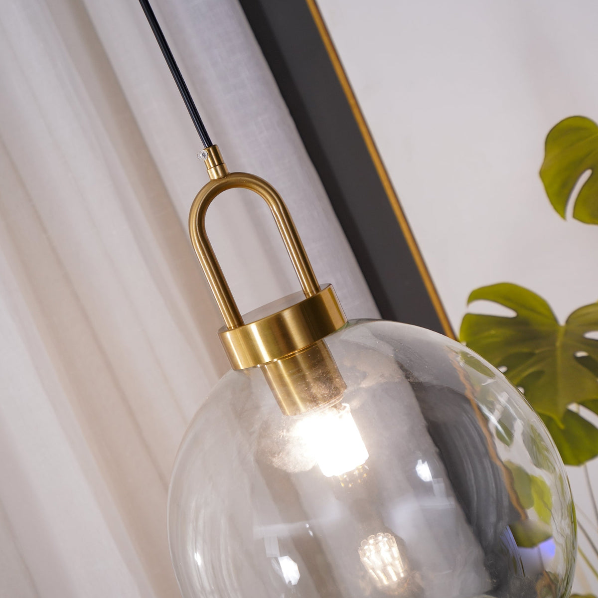 Copper Glass Pendant Elongated Cylinder Shade with Copper-Plated Hardware
