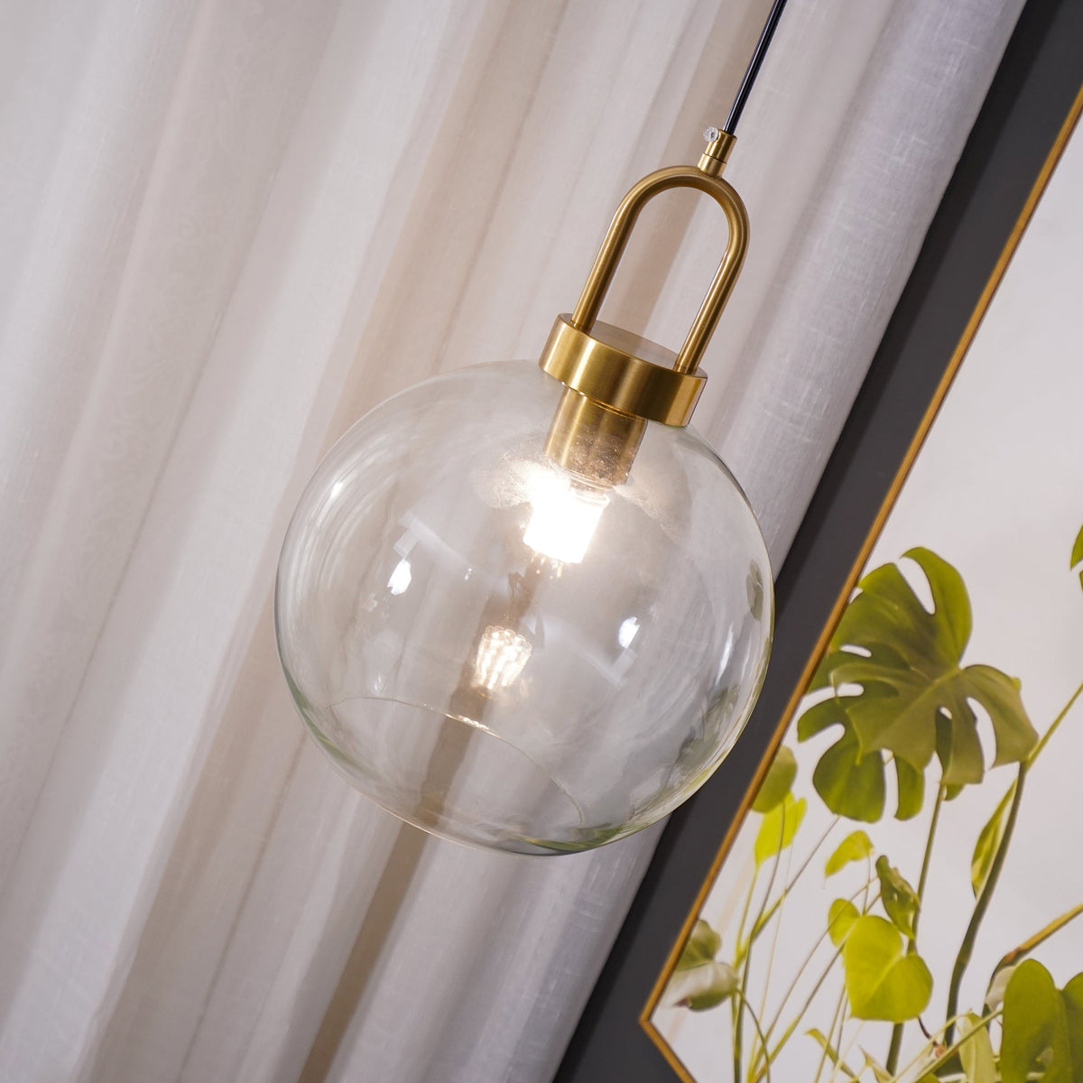 Copper Glass Pendant Elongated Cylinder Shade with Copper-Plated Hardware