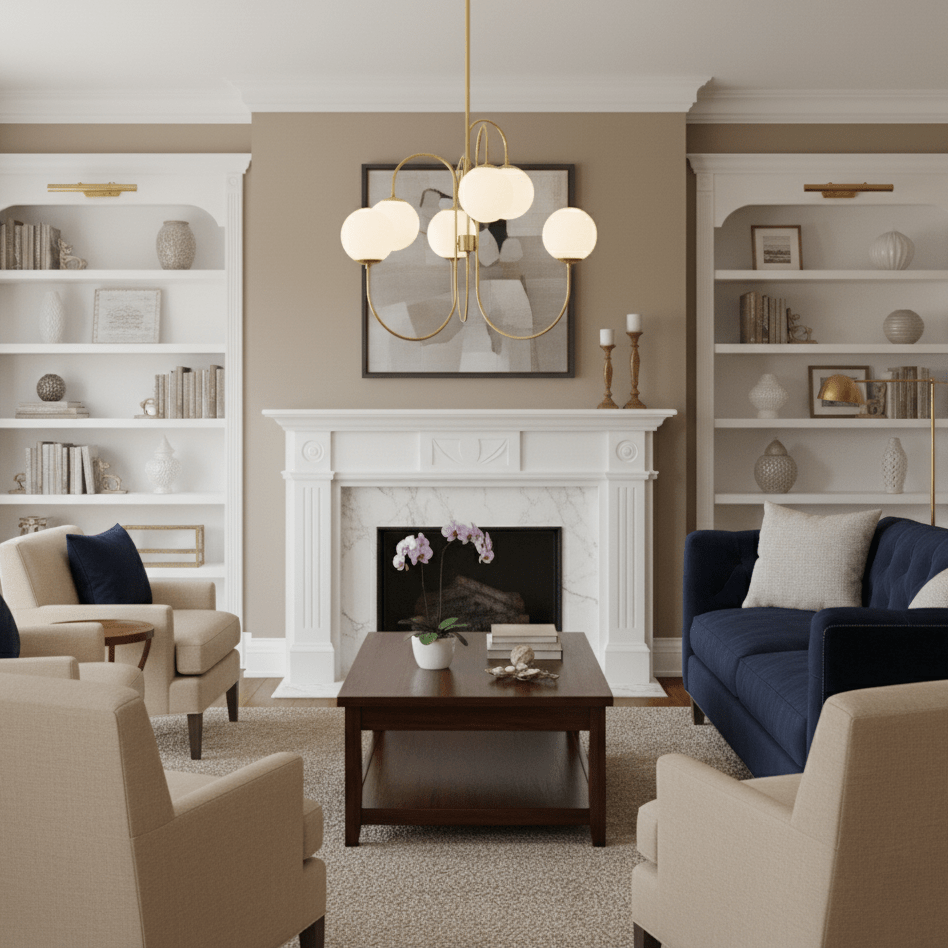 Halo Globe Chandelier with White Glass Globes and Branching Metal Frame