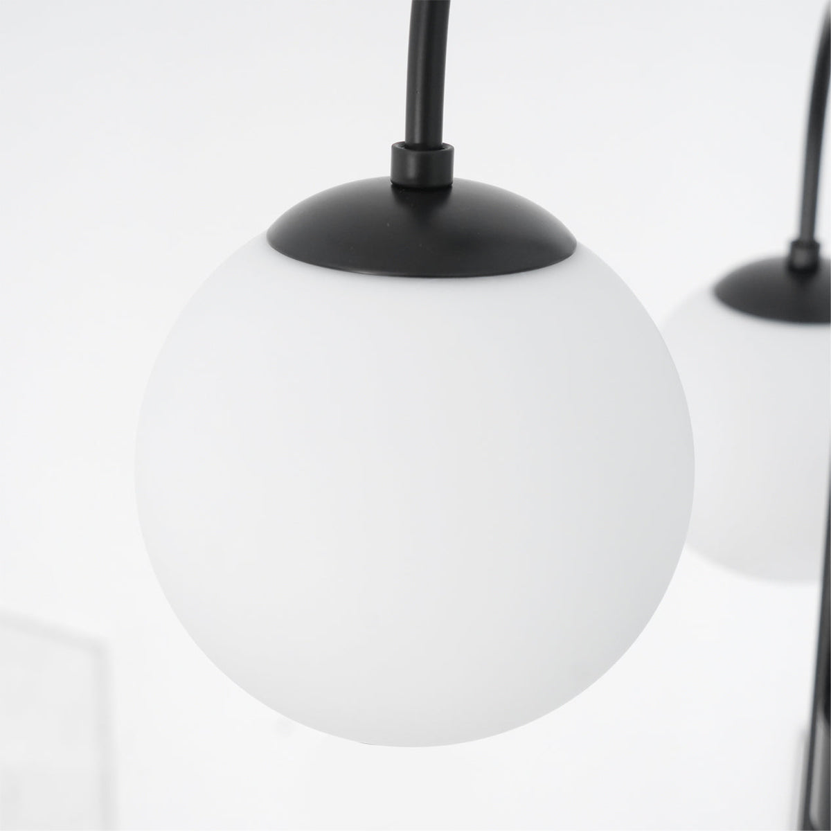 Halo Globe Chandelier with White Glass Globes and Branching Metal Frame