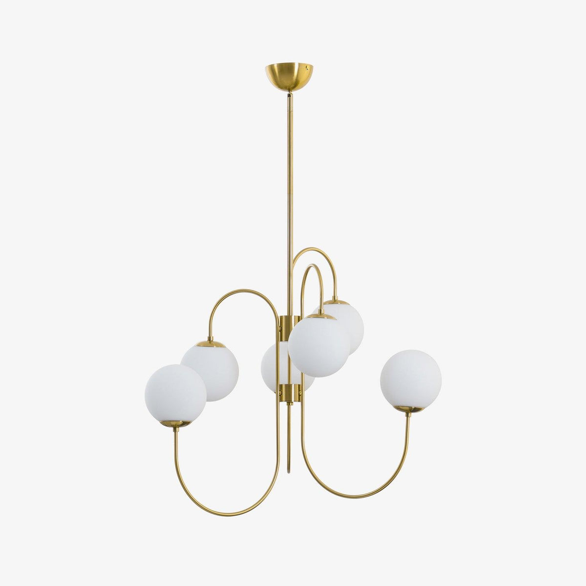 Halo Globe Chandelier with White Glass Globes and Branching Metal Frame