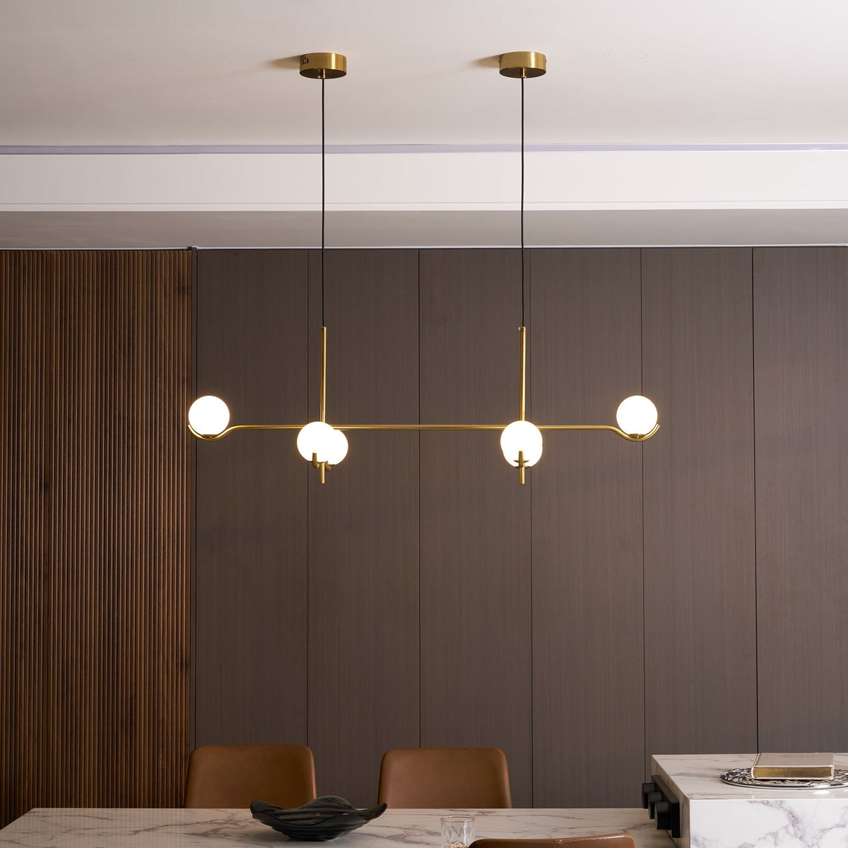 Halo Globe Pendant Light Branching Metal Frame with White Glass Globes