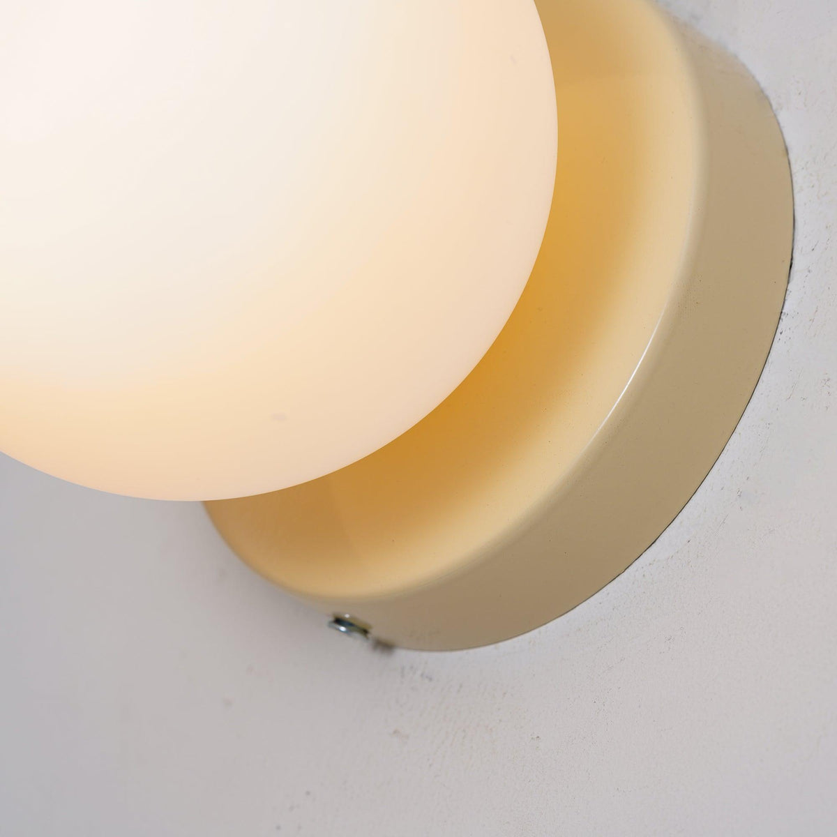 Halo Globe Sconce White Glass Wall Light with Circular Metal Backplate