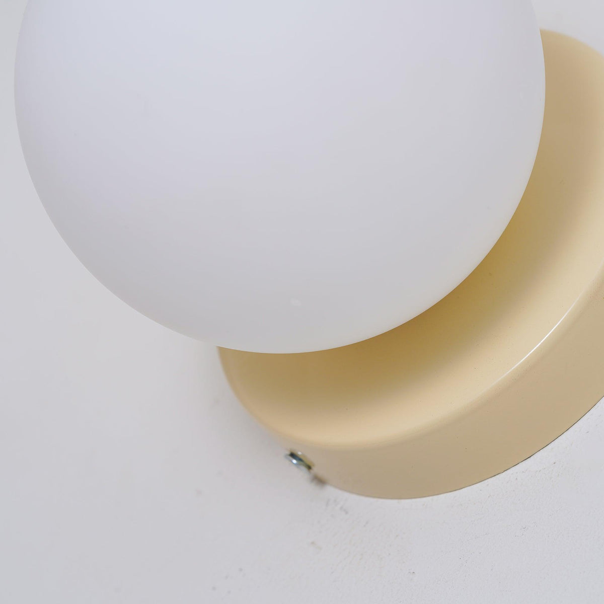 Halo Globe Sconce White Glass Wall Light with Circular Metal Backplate