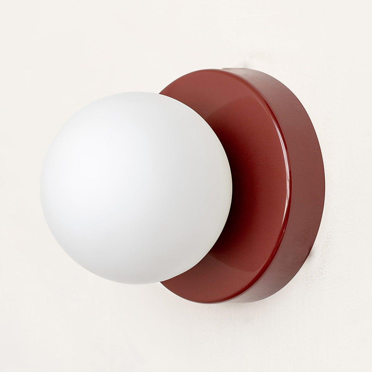 Halo Globe Sconce White Glass Wall Light with Circular Metal Backplate