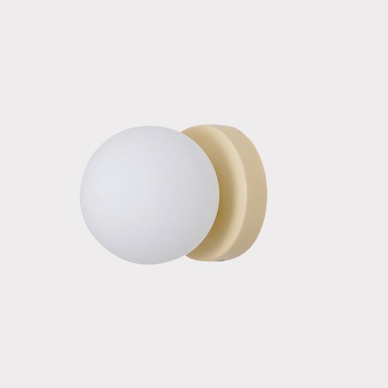 Halo Globe Sconce White Glass Wall Light with Circular Metal Backplate