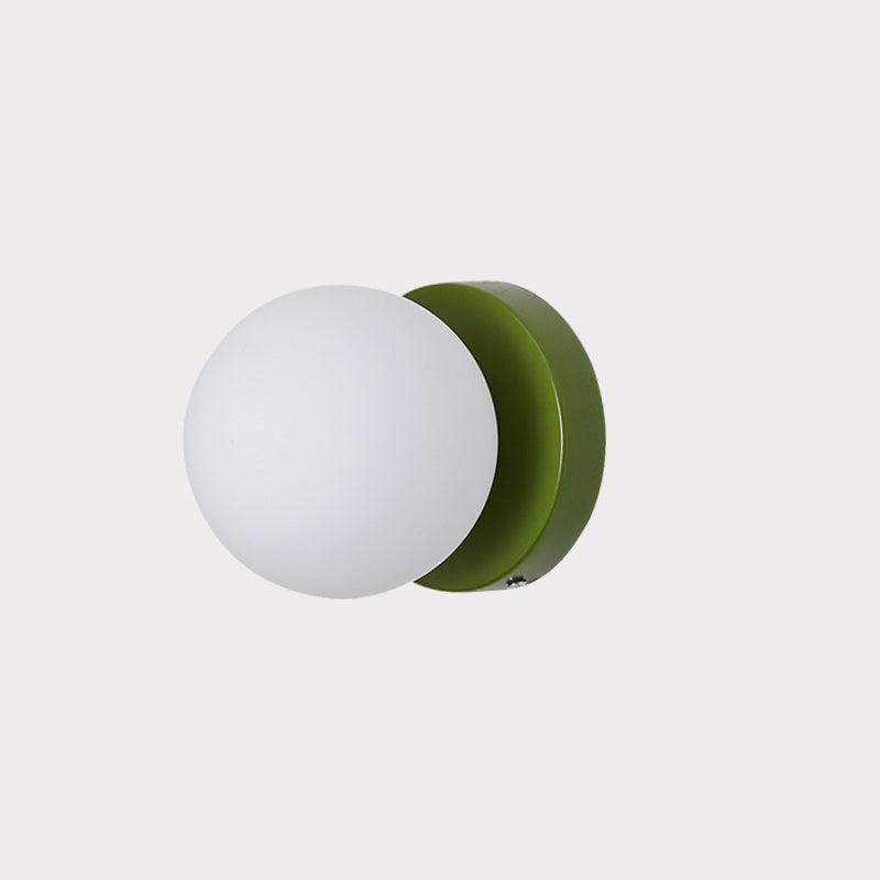 Halo Globe Sconce White Glass Wall Light with Circular Metal Backplate