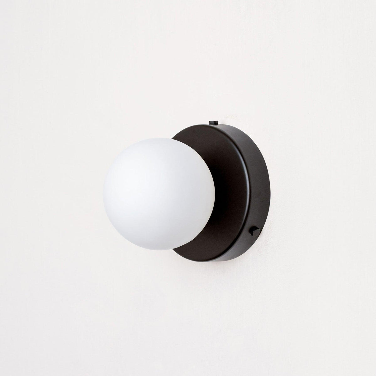 Halo Globe Sconce White Glass Wall Light with Circular Metal Backplate