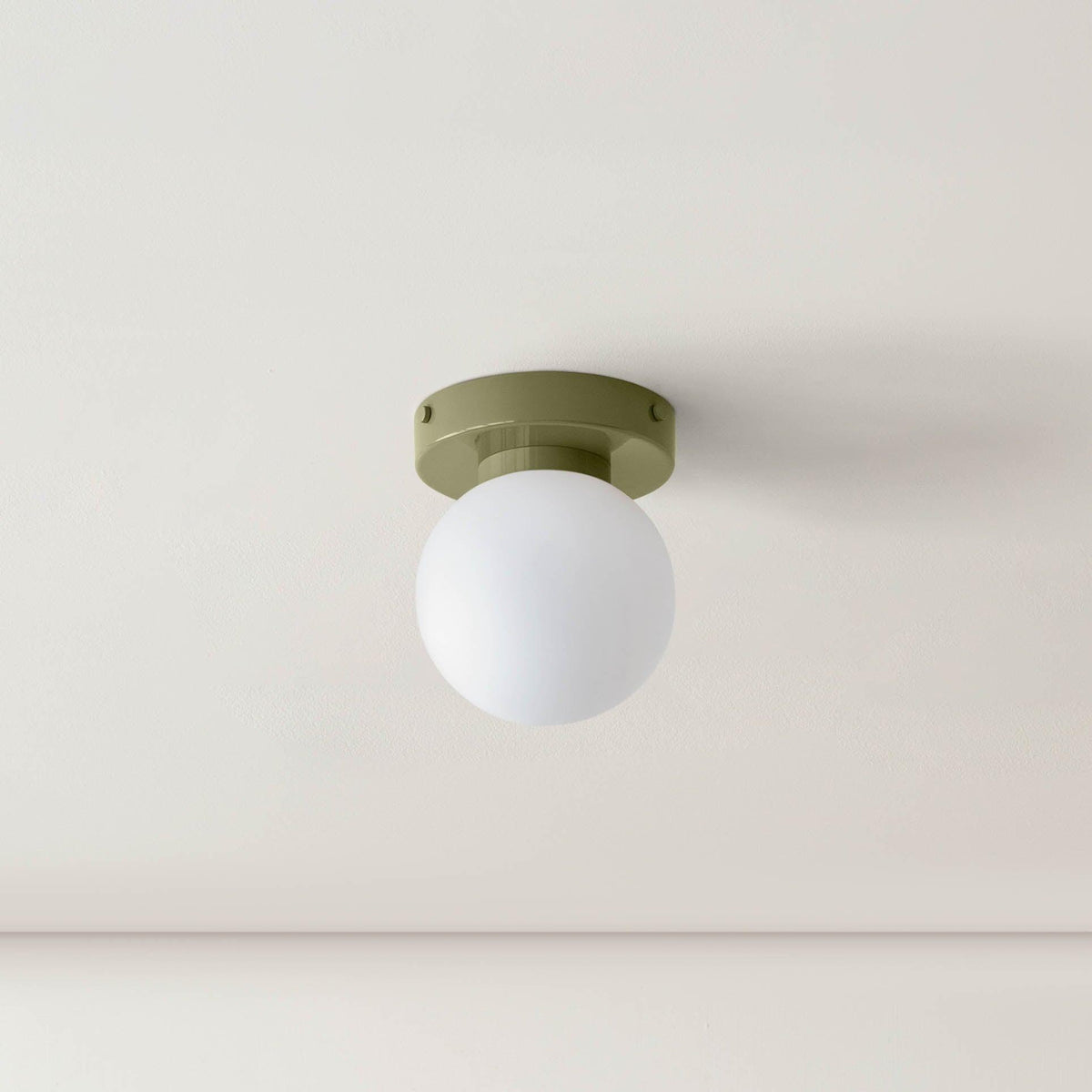 Halo Globe Sconce White Glass Wall Light with Circular Metal Backplate