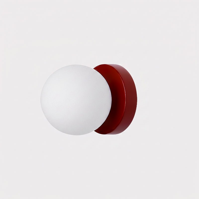 Halo Globe Sconce White Glass Wall Light with Circular Metal Backplate