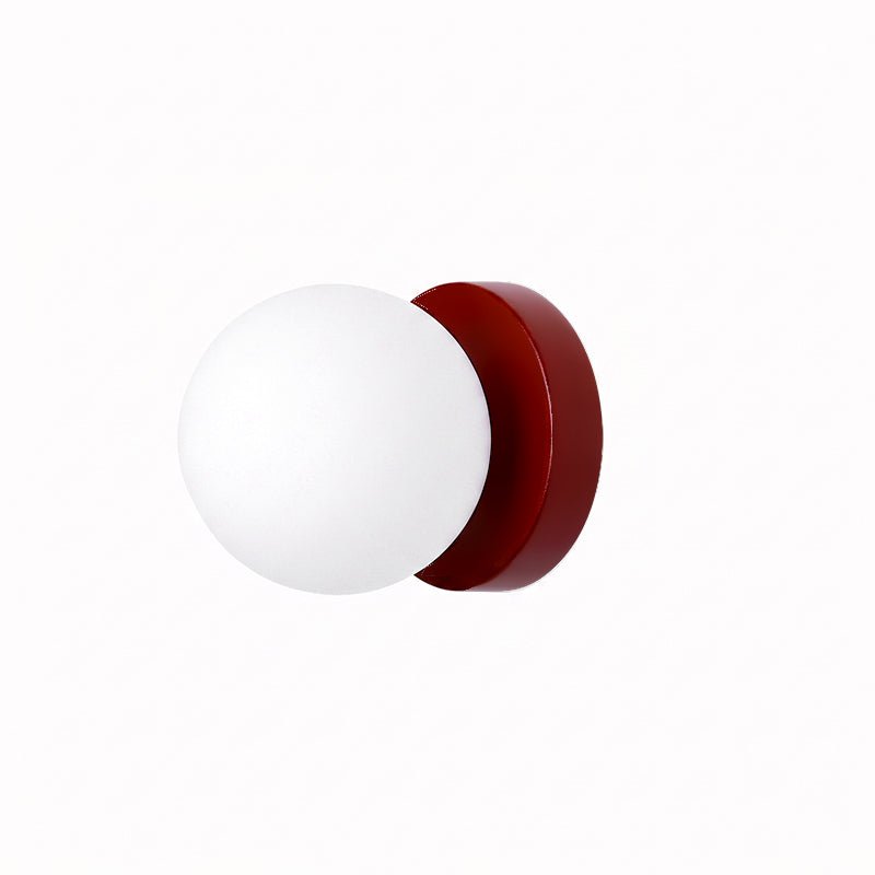 Halo Globe Sconce White Glass Wall Light with Circular Metal Backplate