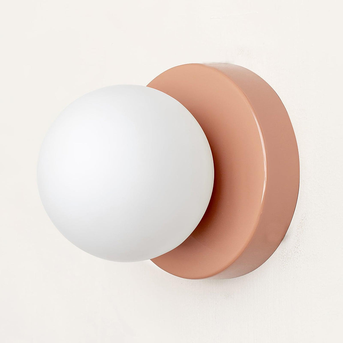 Halo Globe Sconce White Glass Wall Light with Circular Metal Backplate