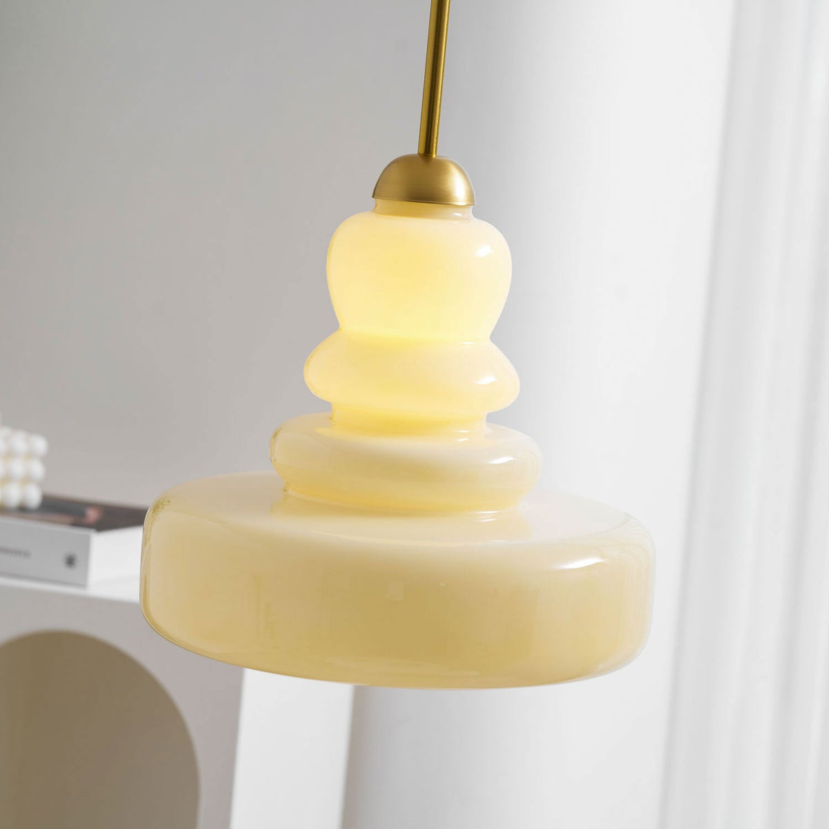 Sculpted Glass Pendant Layered Schoolhouse-Style Hanging Ceiling Light