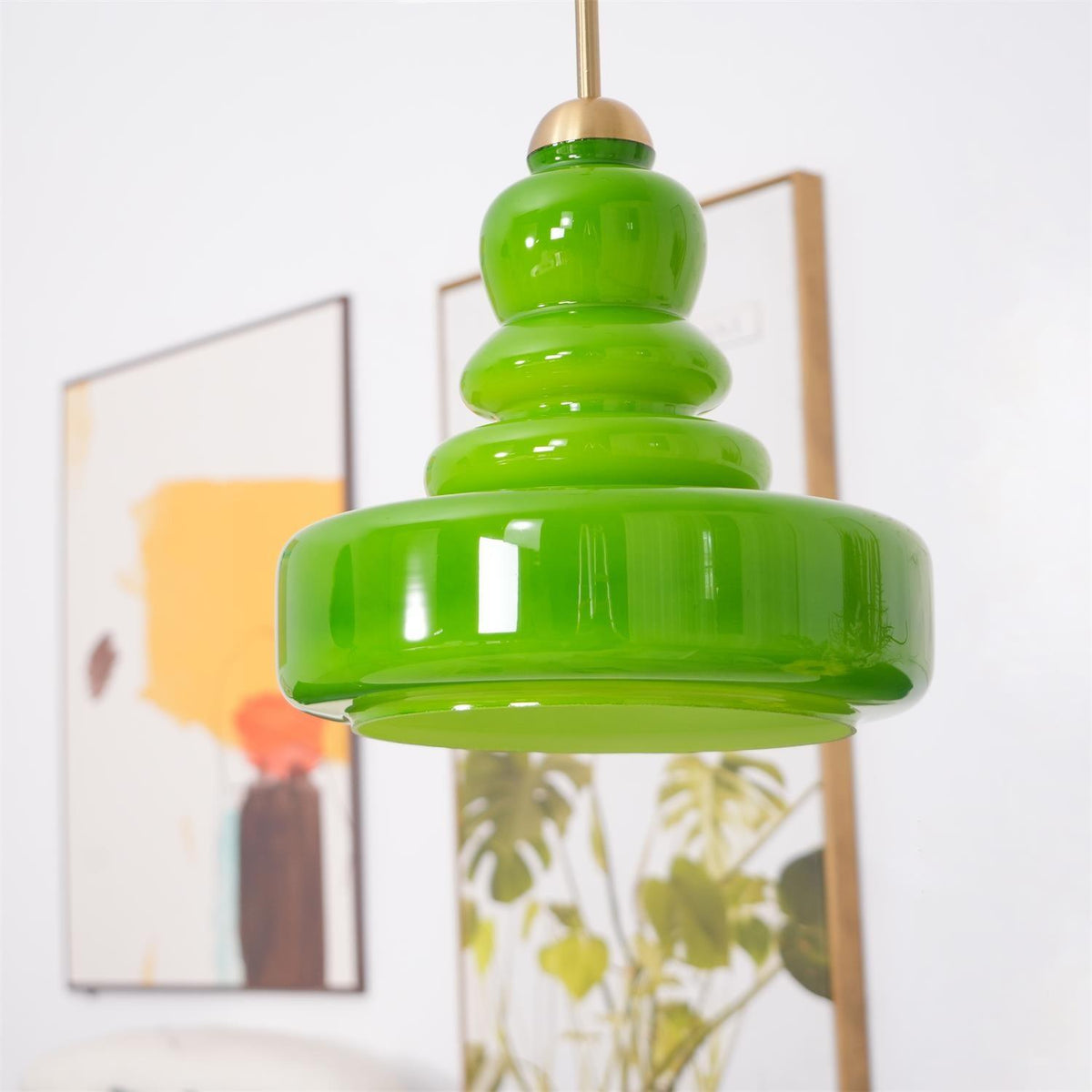 Sculpted Glass Pendant Layered Schoolhouse-Style Hanging Ceiling Light
