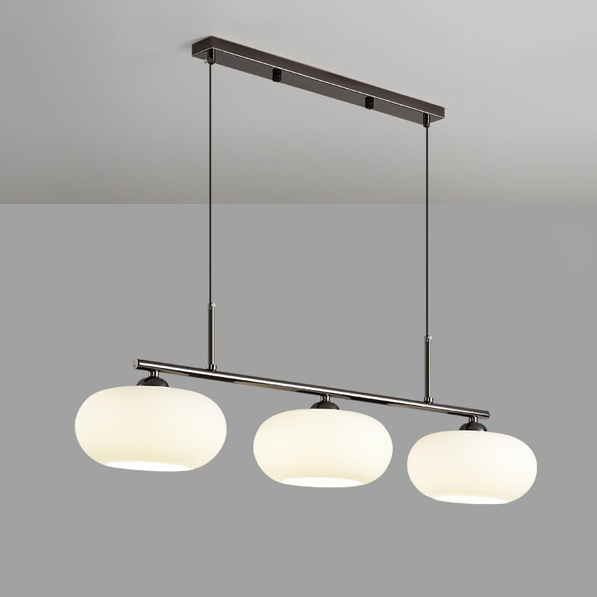 Trio Globe Pendant Three-Light Linear Bar with Adjustable Cables