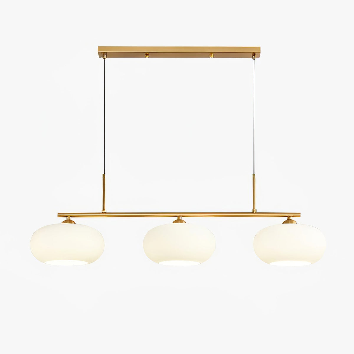 Trio Globe Pendant Three-Light Linear Bar with Adjustable Cables
