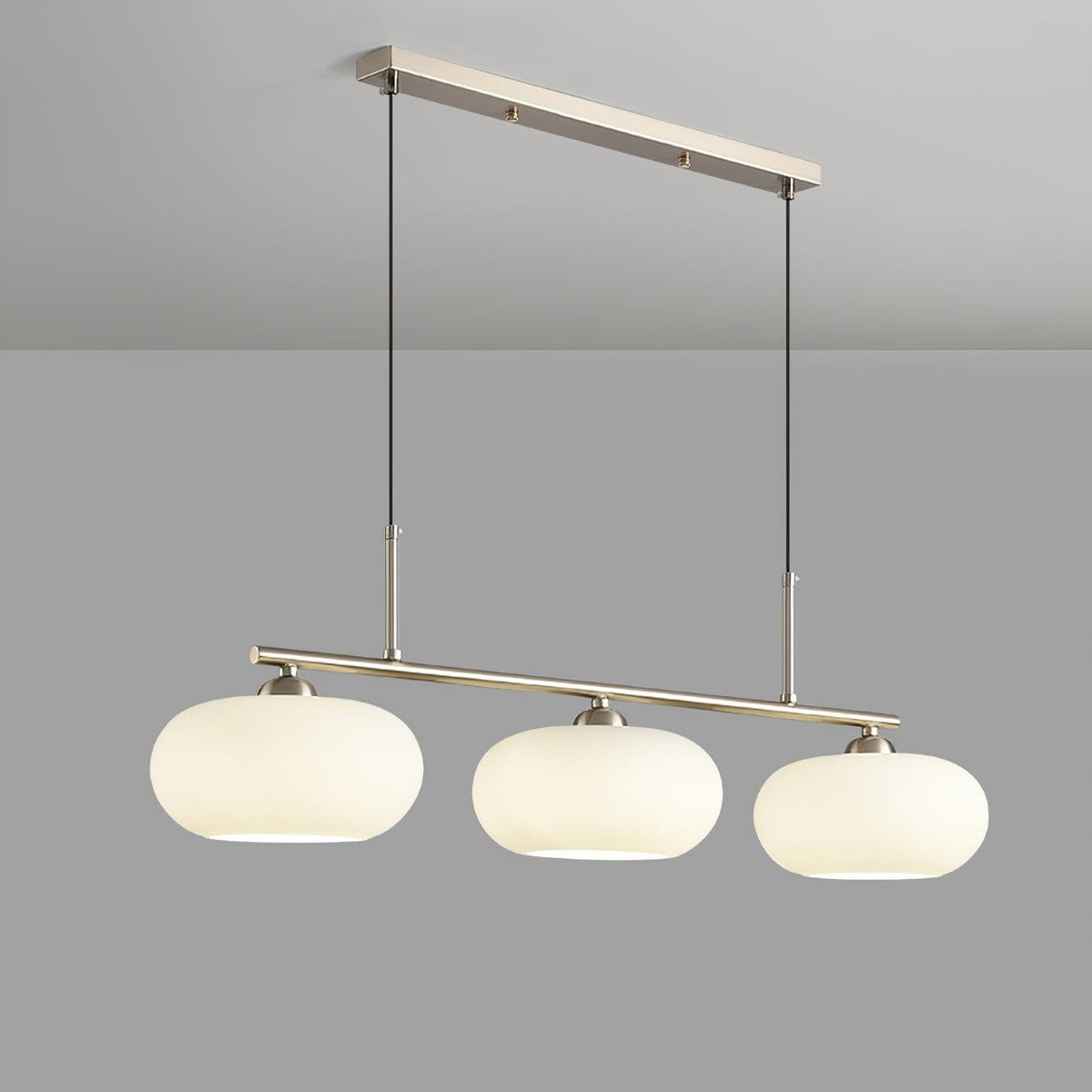 Trio Globe Pendant Three-Light Linear Bar with Adjustable Cables