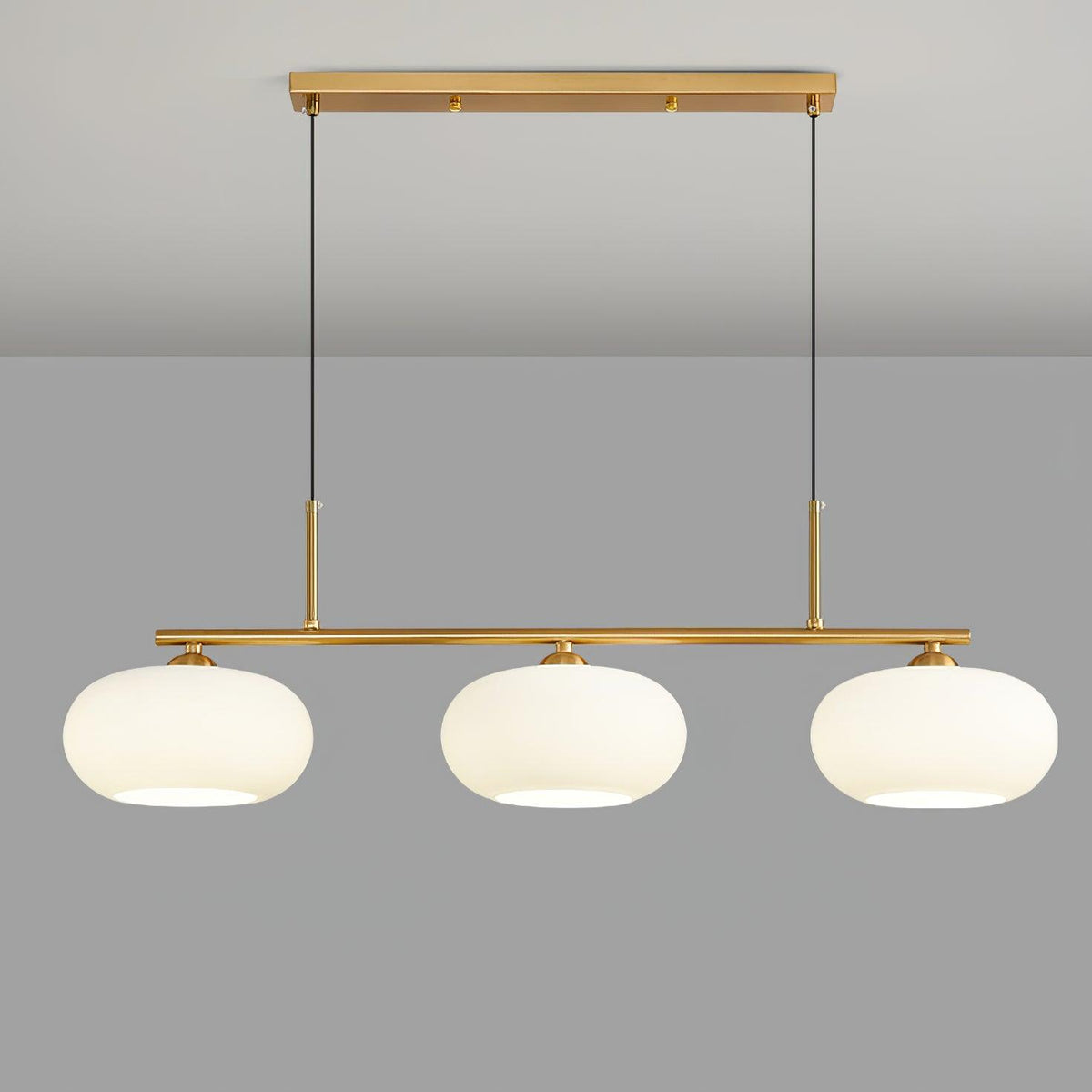 Trio Globe Pendant Three-Light Linear Bar with Adjustable Cables