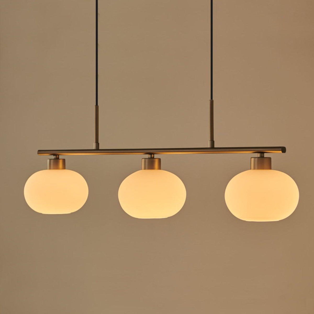 Trio Globe Pendant Three-Light Linear Bar with Adjustable Cables