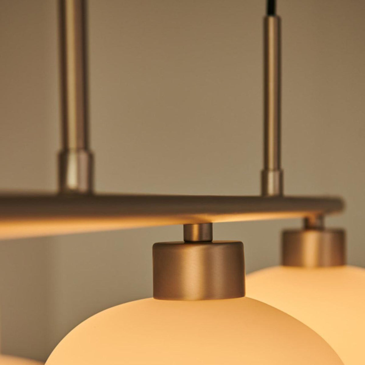 Trio Globe Pendant Three-Light Linear Bar with Adjustable Cables