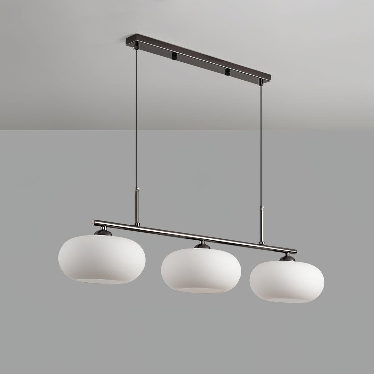 Trio Globe Pendant Three-Light Linear Bar with Adjustable Cables