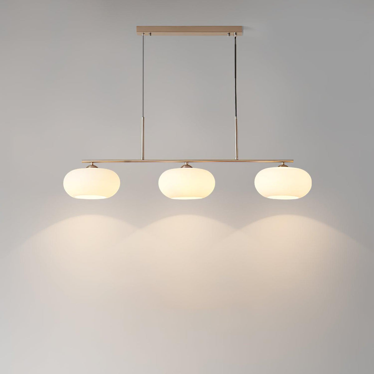 Trio Globe Pendant Three-Light Linear Bar with Adjustable Cables