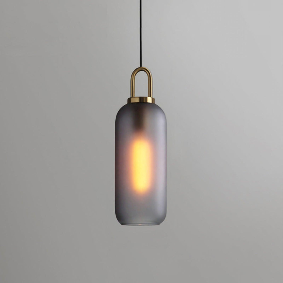 Copper Glass Pendant Elongated Cylinder Shade with Copper-Plated Hardware