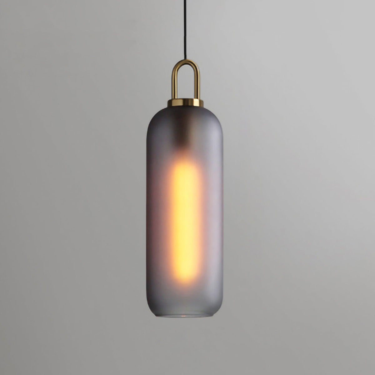 Copper Glass Pendant Elongated Cylinder Shade with Copper-Plated Hardware
