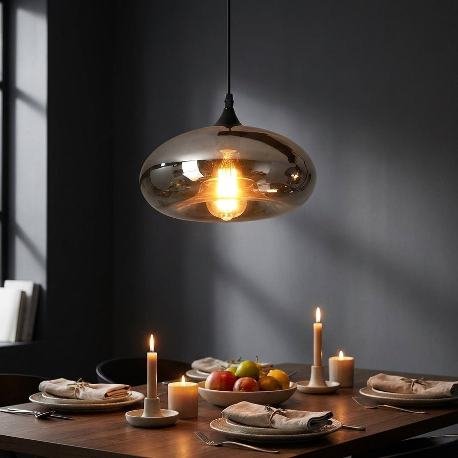 Smokey Glass Pendant Light Hand-Blown Ambient Ceiling Fixture